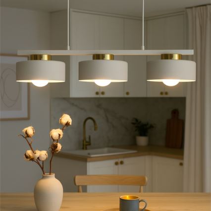 Luster na kablu IGNIA 3xE27/60W/230V bela/zlatna