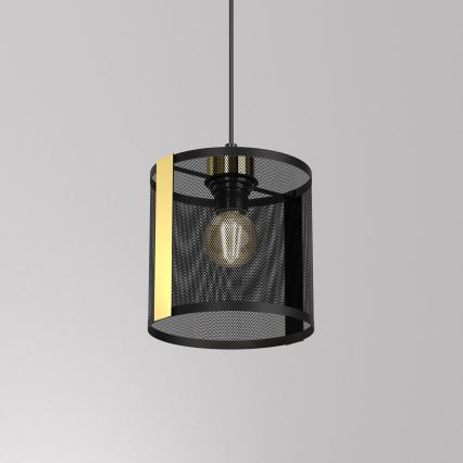 Luster na kablu KAGA 1xE27/60W/230V crna/zlatna
