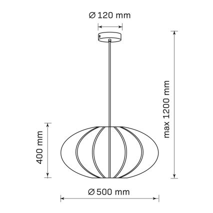 Luster na kablu KINU 1xE27/20W/230V, prečnik 50 cm, crne boje