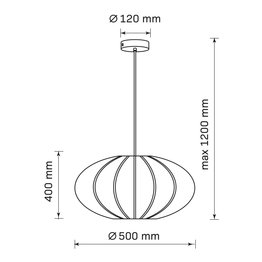 Luster na kablu KINU 1xE27/20W/230V, prečnik 50 cm, crne boje