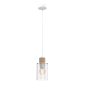 Luster na kablu MADERA 1xE27/60W/230V bela/drvo