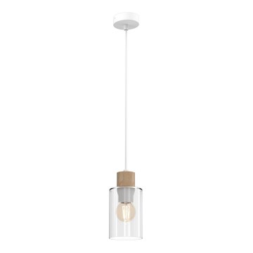 Luster na kablu MADERA 1xE27/60W/230V bela/drvo