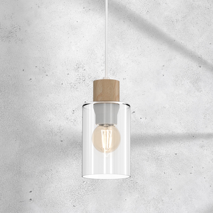 Luster na kablu MADERA 1xE27/60W/230V bela/drvo