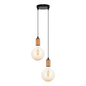 Luster na kablu MIROS 2xE27/60W/230V okrugli crni/bakreni