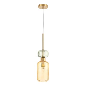 Luster na kablu MOLLY 1xE14/40W/230V prečnik 12 cm zlatna/narandžasta/zelena