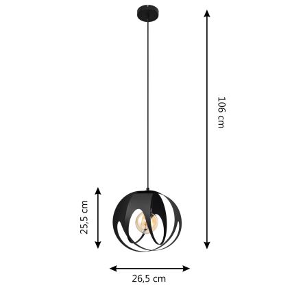 Luster na kablu MOONLIGHT 1xE27/15W/230V crna
