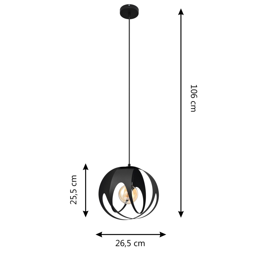 Luster na kablu MOONLIGHT 1xE27/15W/230V crna