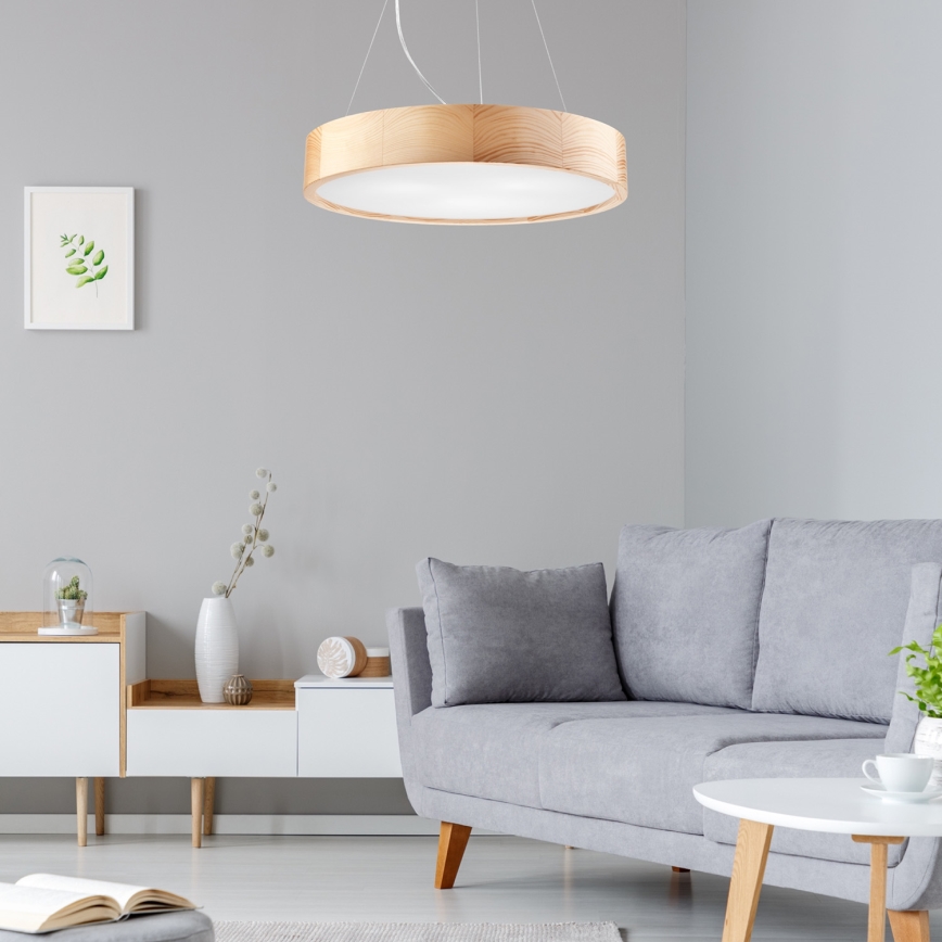 Luster na kablu NATURAL 3xE27/60W/230V, prečnik 47 cm, od borovine