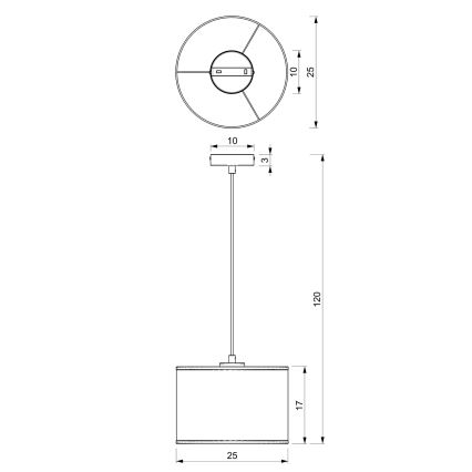 Luster na kablu RATTAN 1xE27/60W/230V, prečnik 25 cm, ratan