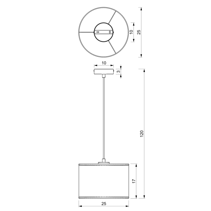 Luster na kablu RATTAN 1xE27/60W/230V, prečnik 25 cm, ratan