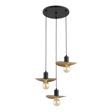 Luster na kablu SAVANA 3xE27/15W/230V crna/zlatna