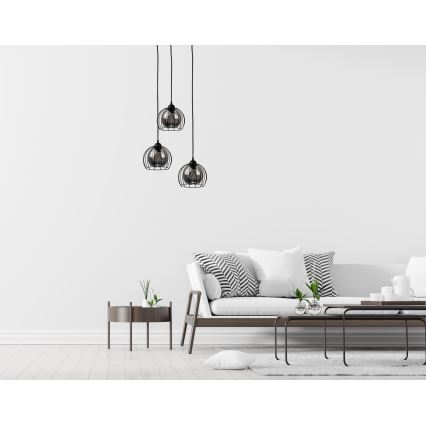 Luster na kablu SOLO BLACK 3x E27/60W/230V, prečnik 30 cm