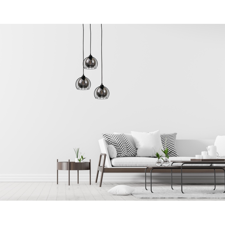 Luster na kablu SOLO BLACK 3x E27/60W/230V, prečnik 30 cm