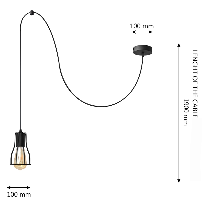 Luster na kablu TUBE 1xE27/15W/230V crna