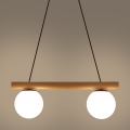 Luster na kablu WOODSTOCK 2xE27/15W/230V drvo/crna