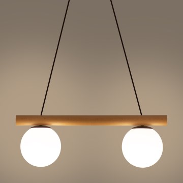 Luster na kablu WOODSTOCK 2xE27/15W/230V drvo/crna