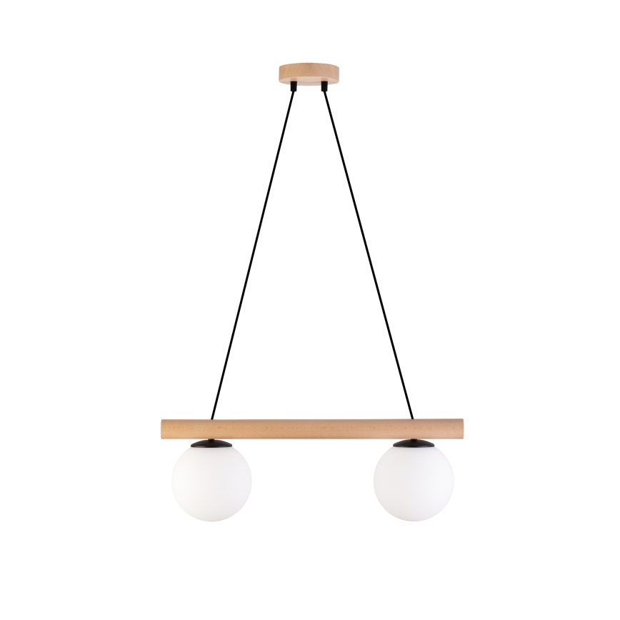 Luster na kablu WOODSTOCK 2xE27/15W/230V drvo/crna