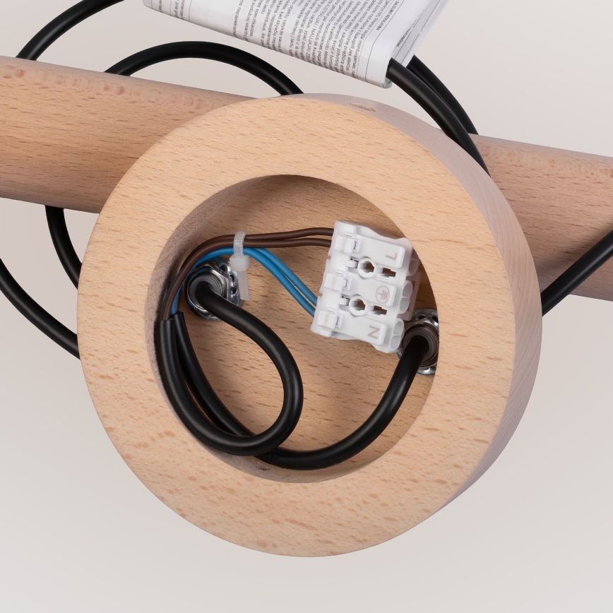 Luster na kablu WOODSTOCK 2xE27/15W/230V drvo/crna