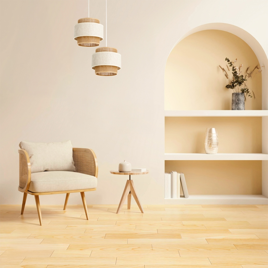 Luster na kanapu BOHO 2xE27/60W/230V krem/juta