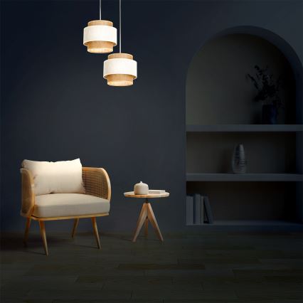Luster na kanapu BOHO 2xE27/60W/230V krem/juta