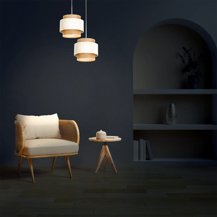 Luster na kanapu BOHO 2xE27/60W/230V krem/juta