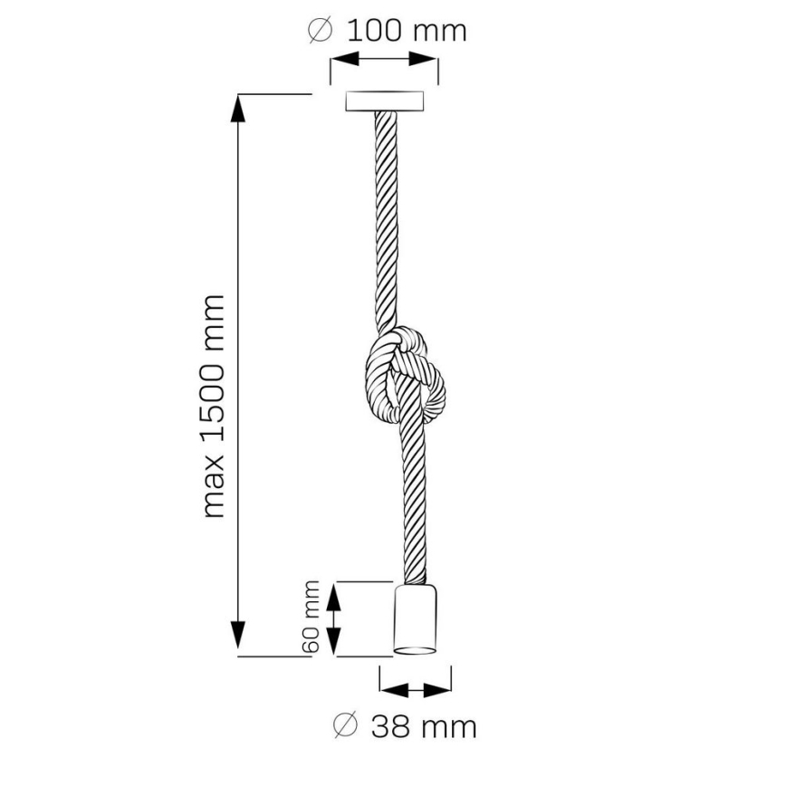 Luster na konopcu ROPE 1xE27/12W/230V