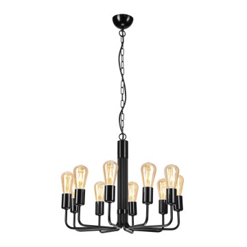 Luster na lancu 10xE27/60W/230V crne boje