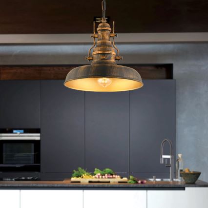 Luster na lancu 1xE27/40W/230V bronzan