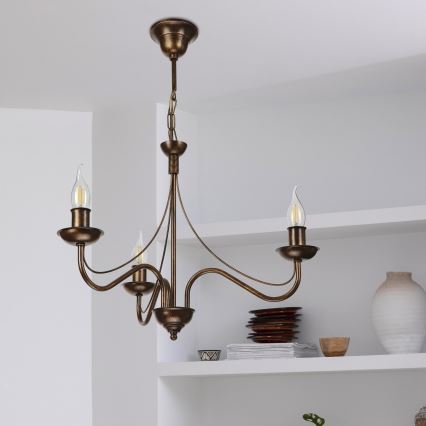 Luster na lancu ANTON 3xE14/15W/230V bronzan