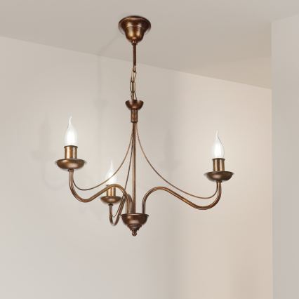 Luster na lancu ANTON 3xE14/15W/230V bronzan