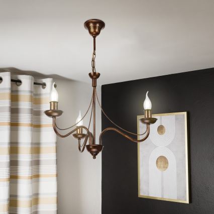 Luster na lancu ANTON 3xE14/15W/230V bronzan