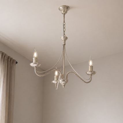 Luster na lancu ANTON 3xE14/60W/230V bela patina