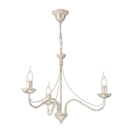 Luster na lancu ANTON 3xE14/60W/230V bela patina