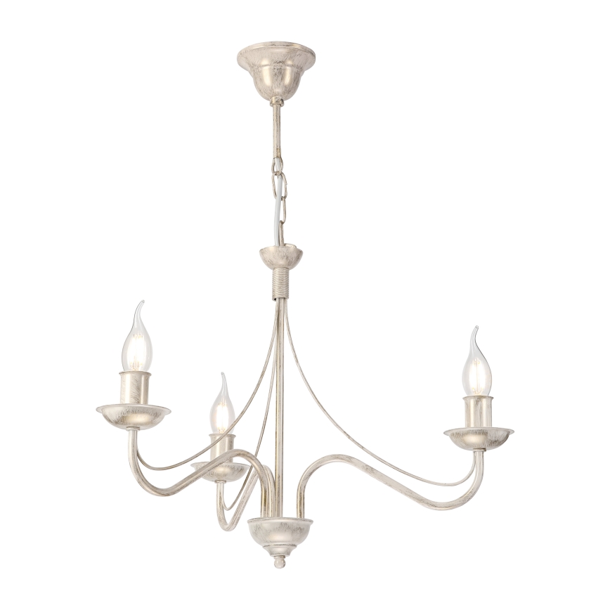 Luster na lancu ANTON 3xE14/60W/230V bela patina
