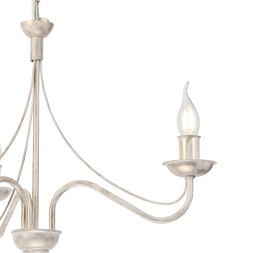 Luster na lancu ANTON 3xE14/60W/230V bela patina