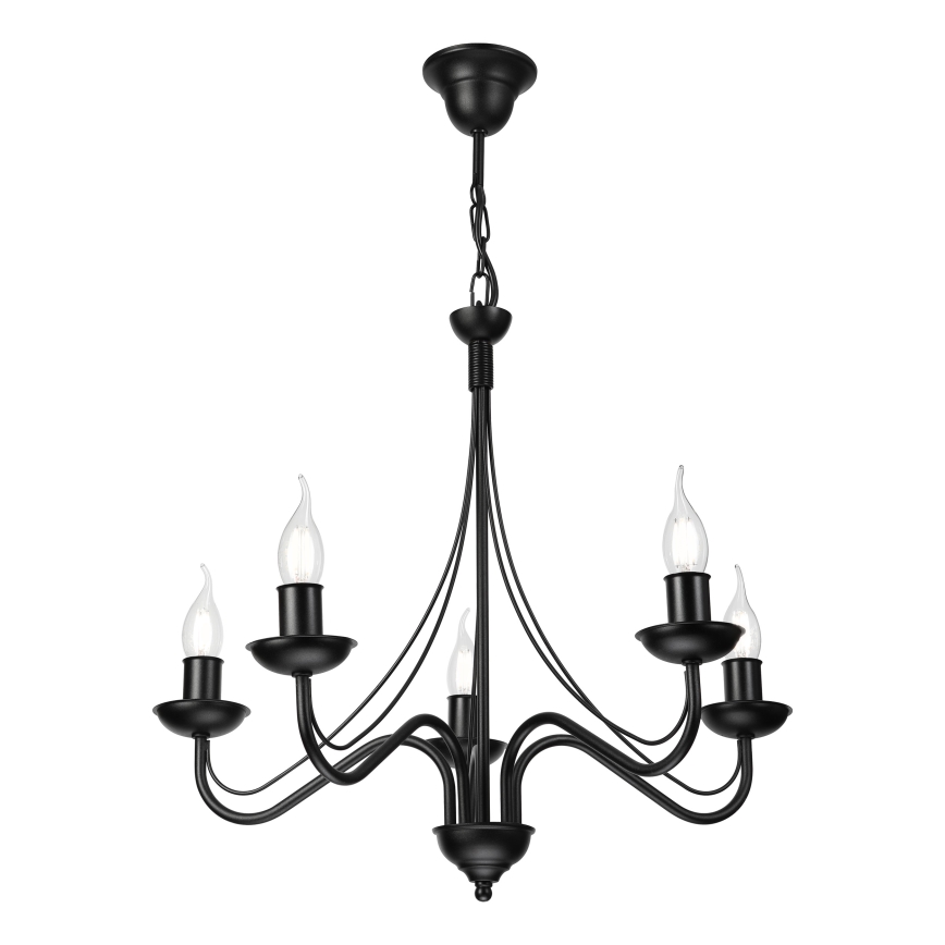 Luster na lancu ANTON 5xE14/15W/230V crne boje