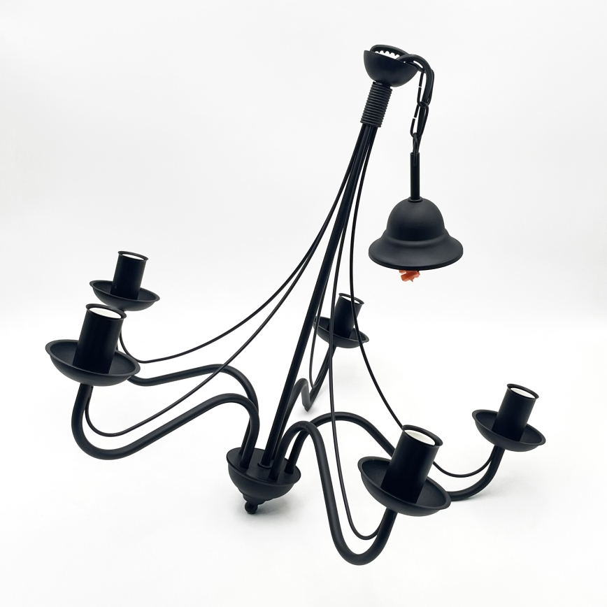 Luster na lancu ANTON 5xE14/15W/230V crne boje