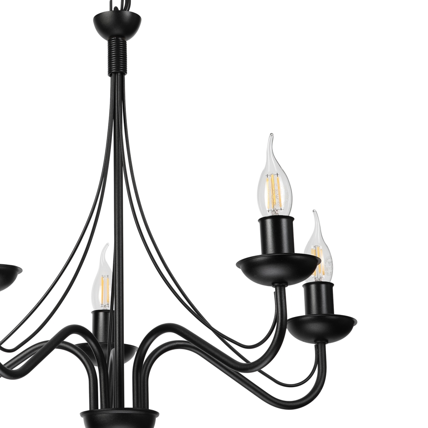 Luster na lancu ANTON 5xE14/15W/230V crne boje