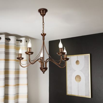 Luster na lancu ANTON 5xE14/15W/230V u bronzi