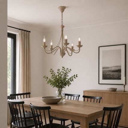 Luster na lancu ANTON 5xE14/60W/230V bež