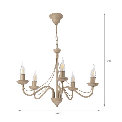 Luster na lancu ANTON 5xE14/60W/230V bež
