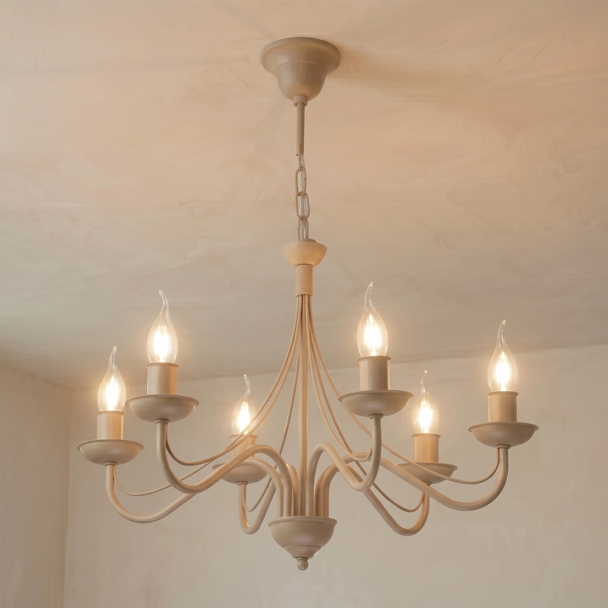 Luster na lancu ANTON 6xE14/60W/230V bež