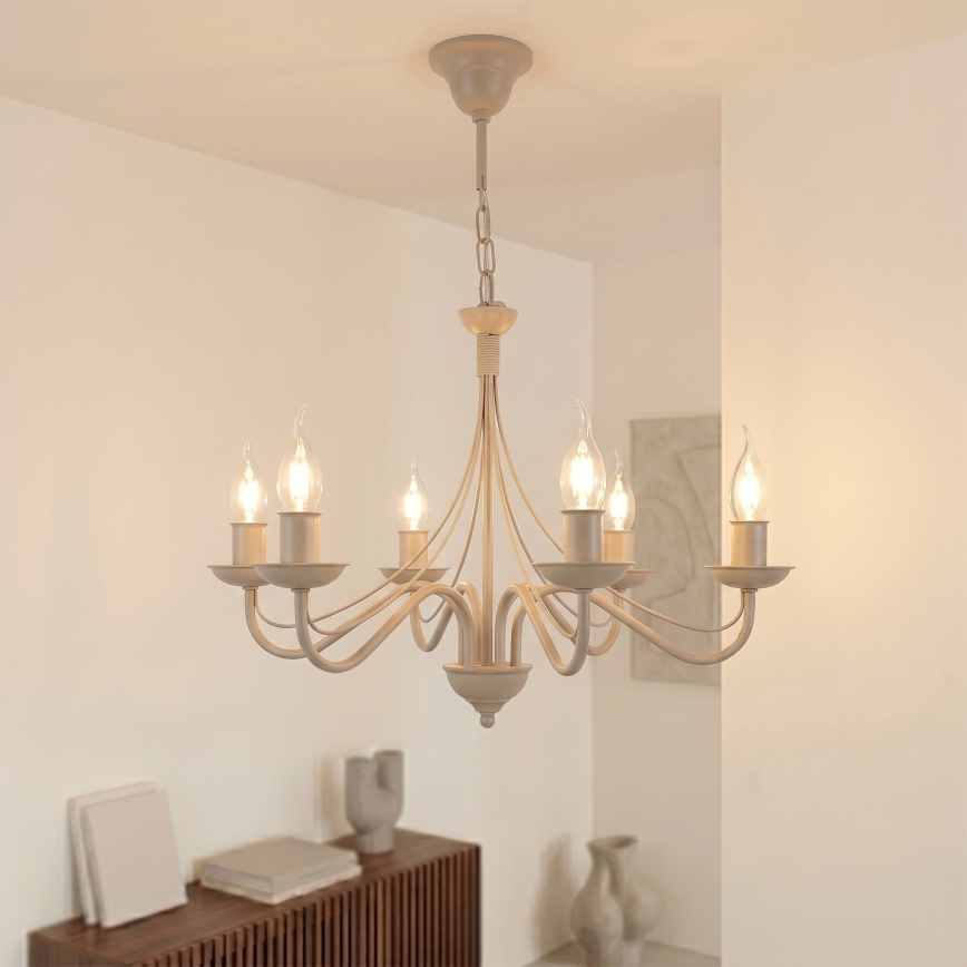 Luster na lancu ANTON 6xE14/60W/230V bež