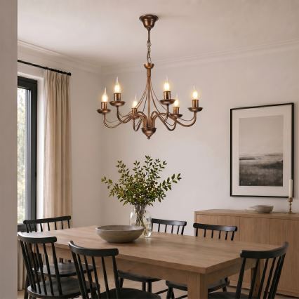 Luster na lancu ANTON 6xE14/60W/230V bronzan
