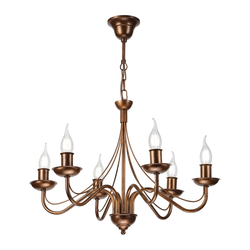 Luster na lancu ANTON 6xE14/60W/230V bronzan