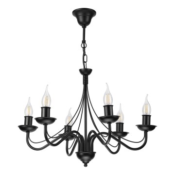 Luster na lancu ANTON 6xE14/60W/230V crne boje