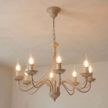 Luster na lancu ANTON 8xE14/60W/230V bež