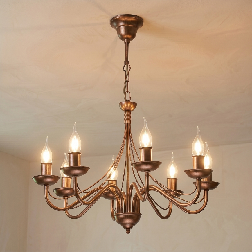 Luster na lancu ANTON 8xE14/60W/230V bronzan