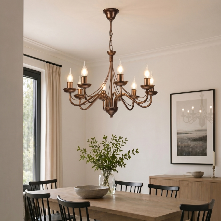 Luster na lancu ANTON 8xE14/60W/230V bronzan