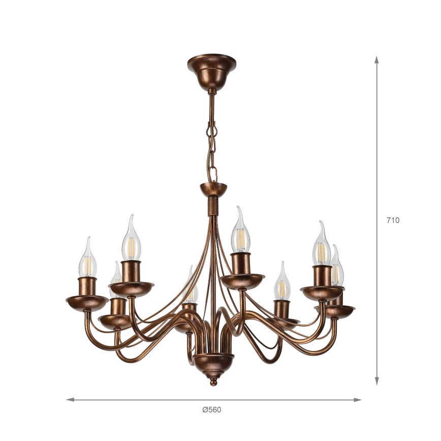 Luster na lancu ANTON 8xE14/60W/230V bronzan